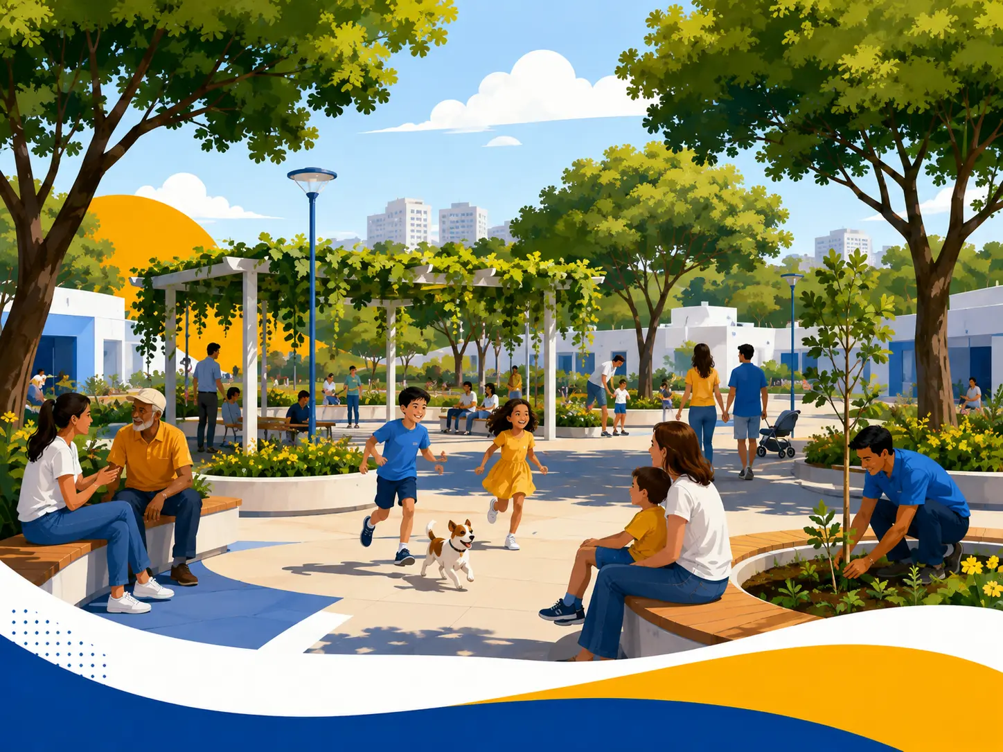 Ilustração da formação sobre a Praça de Andorinhas, arborização e vida comunitária