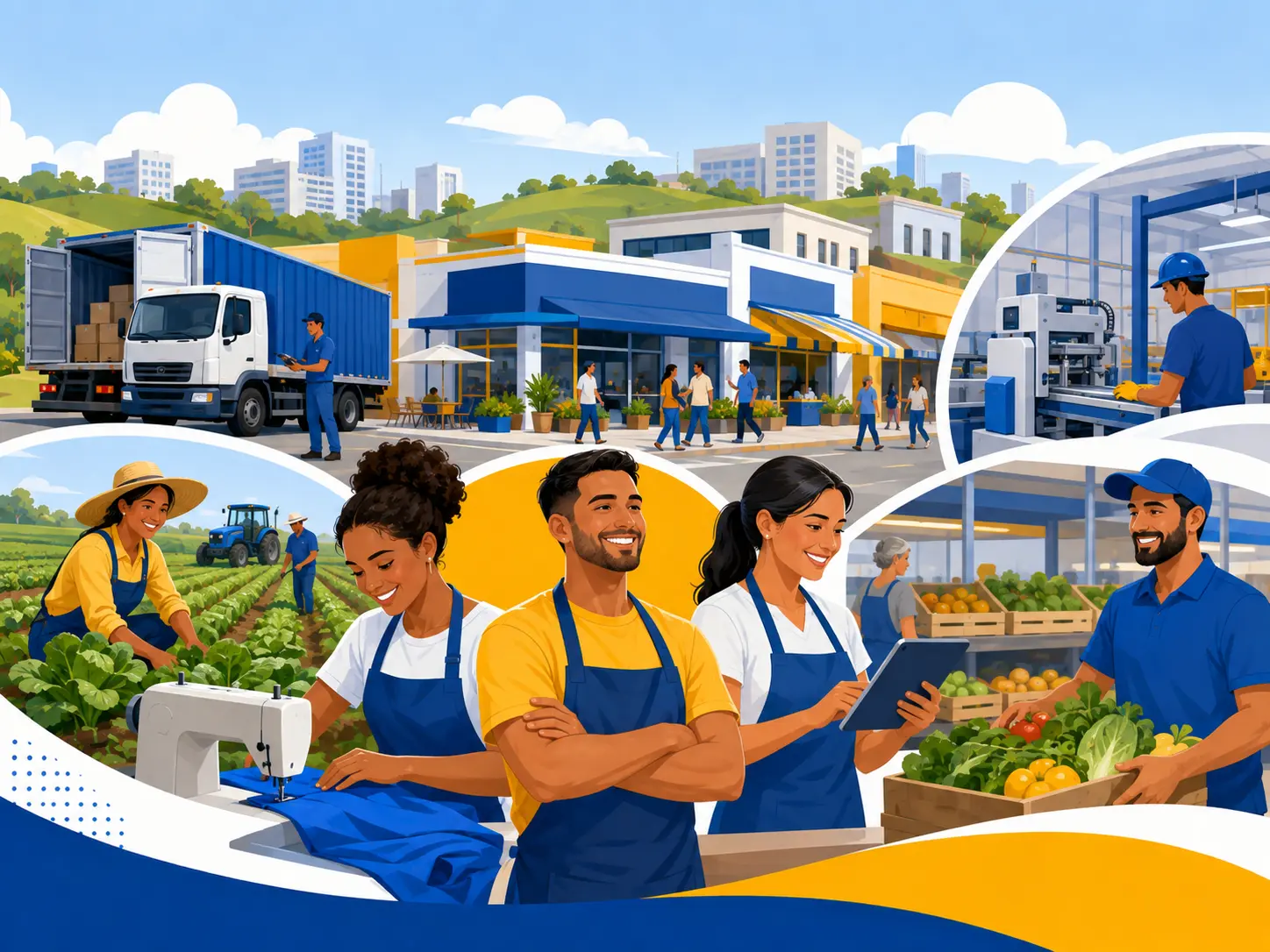 Ilustração da formação sobre trabalho, oportunidades e desenvolvimento local