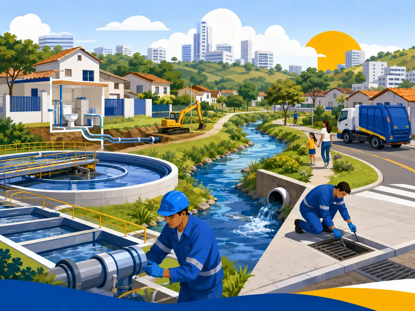 Ilustração da formação sobre saneamento e infraestrutura urbana
