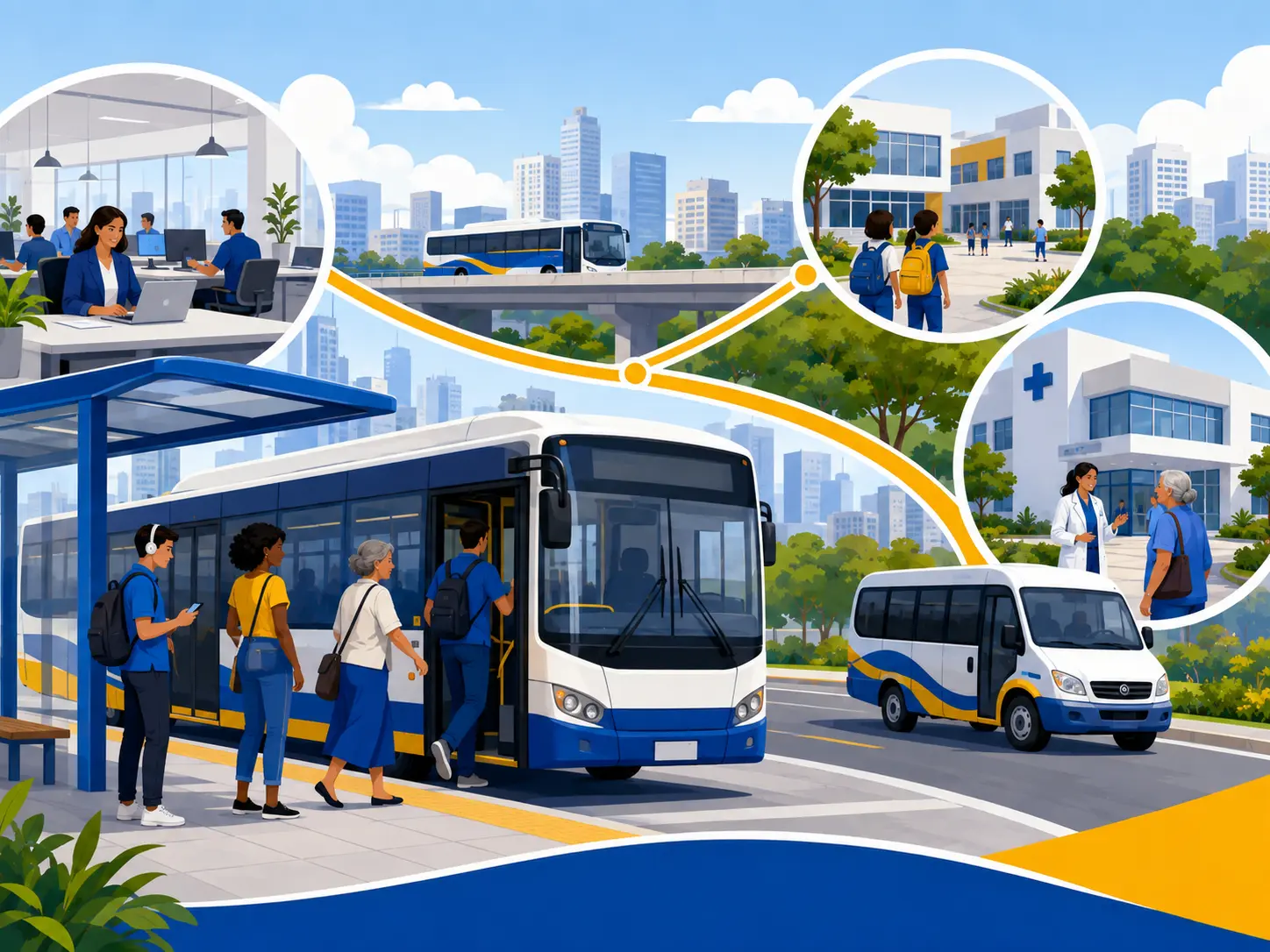 Ilustração da formação sobre mobilidade e transporte público